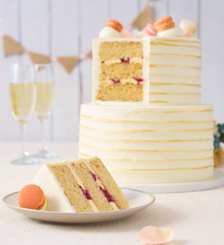 Ruffle Macaron Ivory Cake