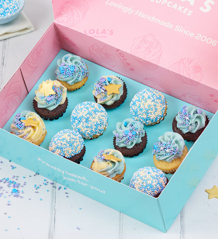 Blue Mini Cupcake Box