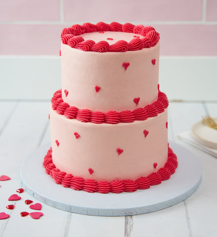 Vintage Heart Mini Two Tier Doodle Cake