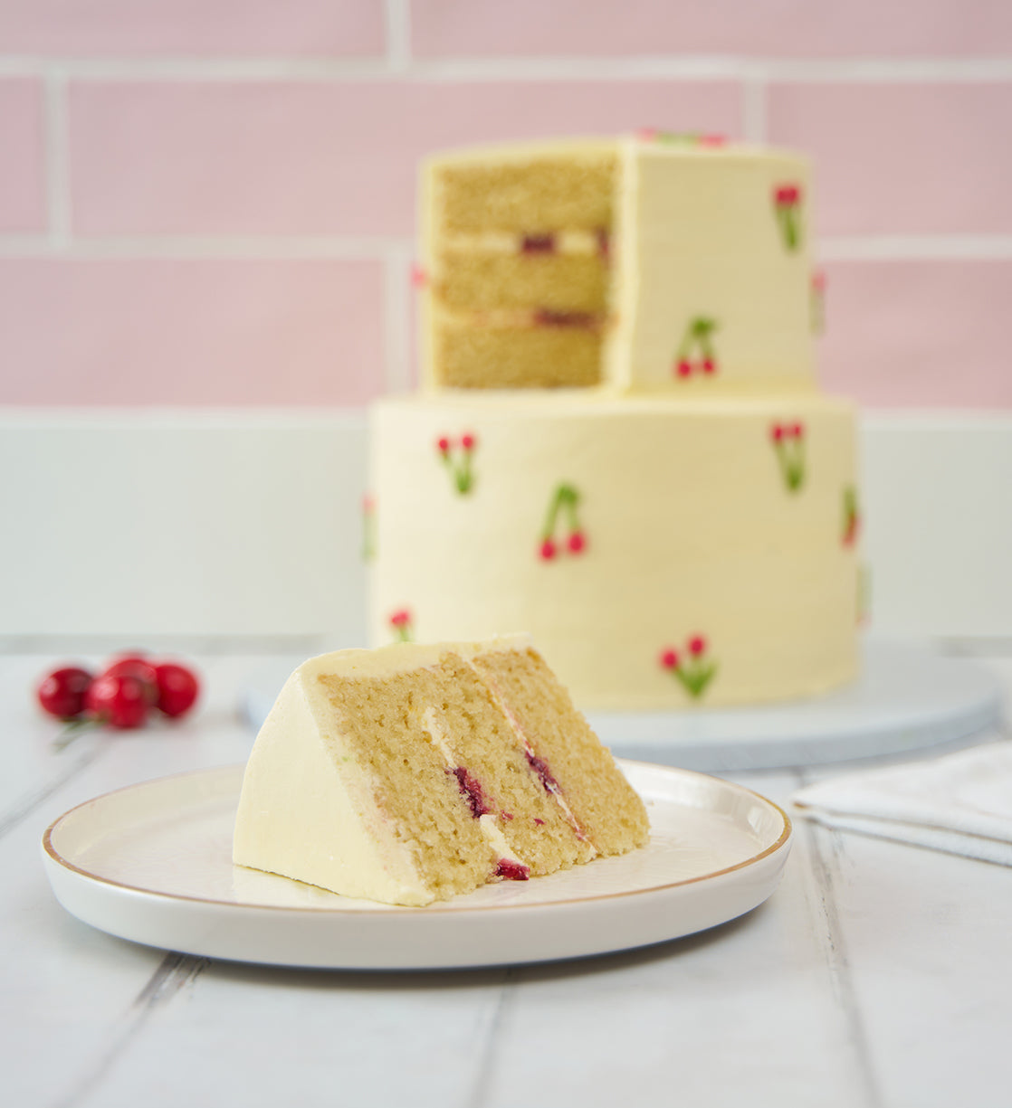 Cherries Mini Two Tier Doodle Cake