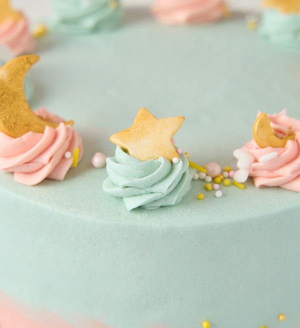 Pink and Blue Newborn Baby Cake