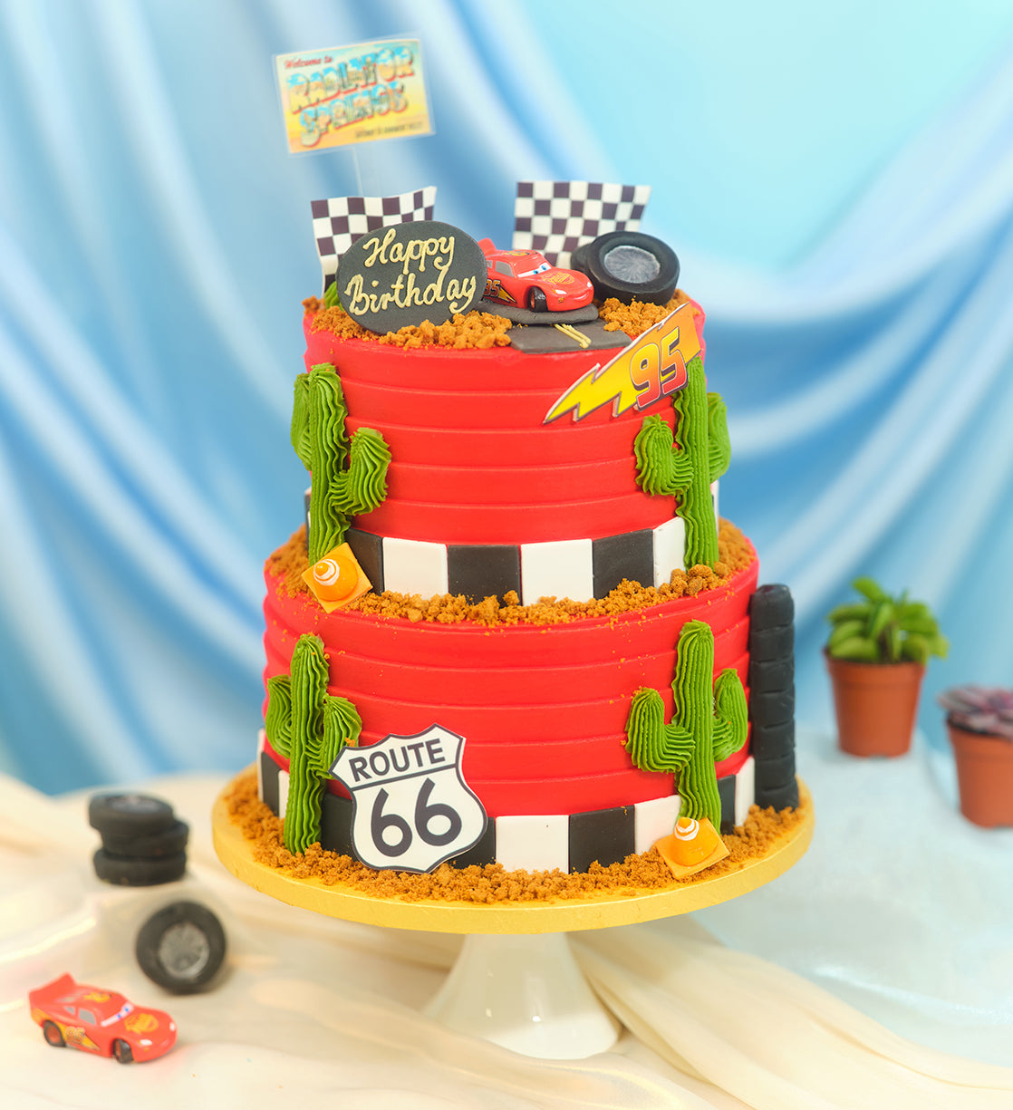 Disney Cars Themed Two Tier Cake