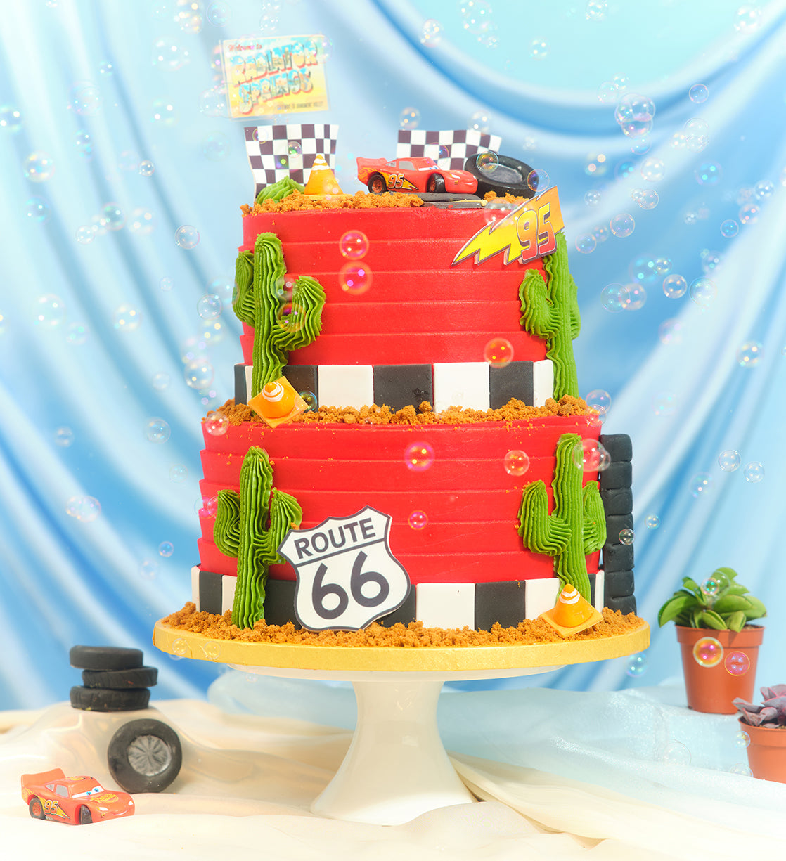 Disney Cars Themed Two Tier Cake
