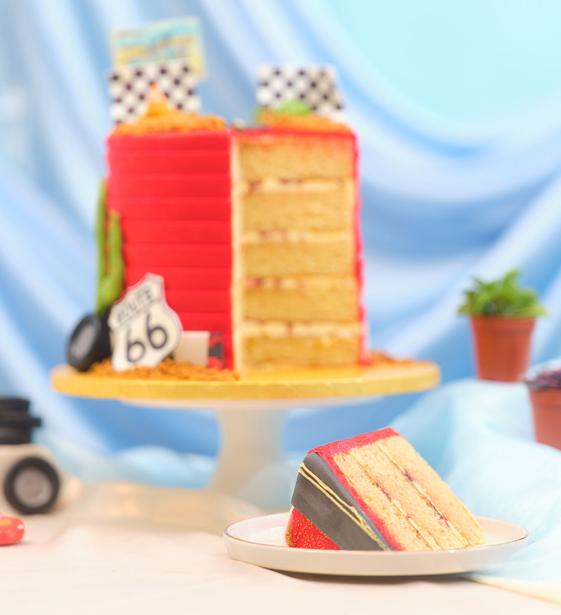 Disney Cars Themed Tall Cake