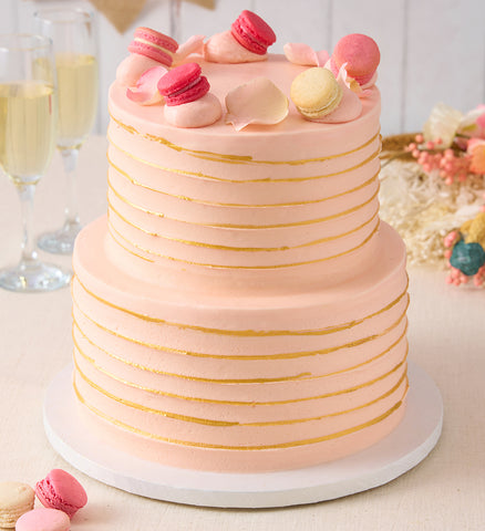 Ruffle Macaron Pink Wedding Cake