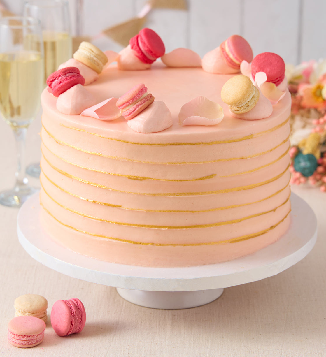 Ruffle Macaron Pink Cake