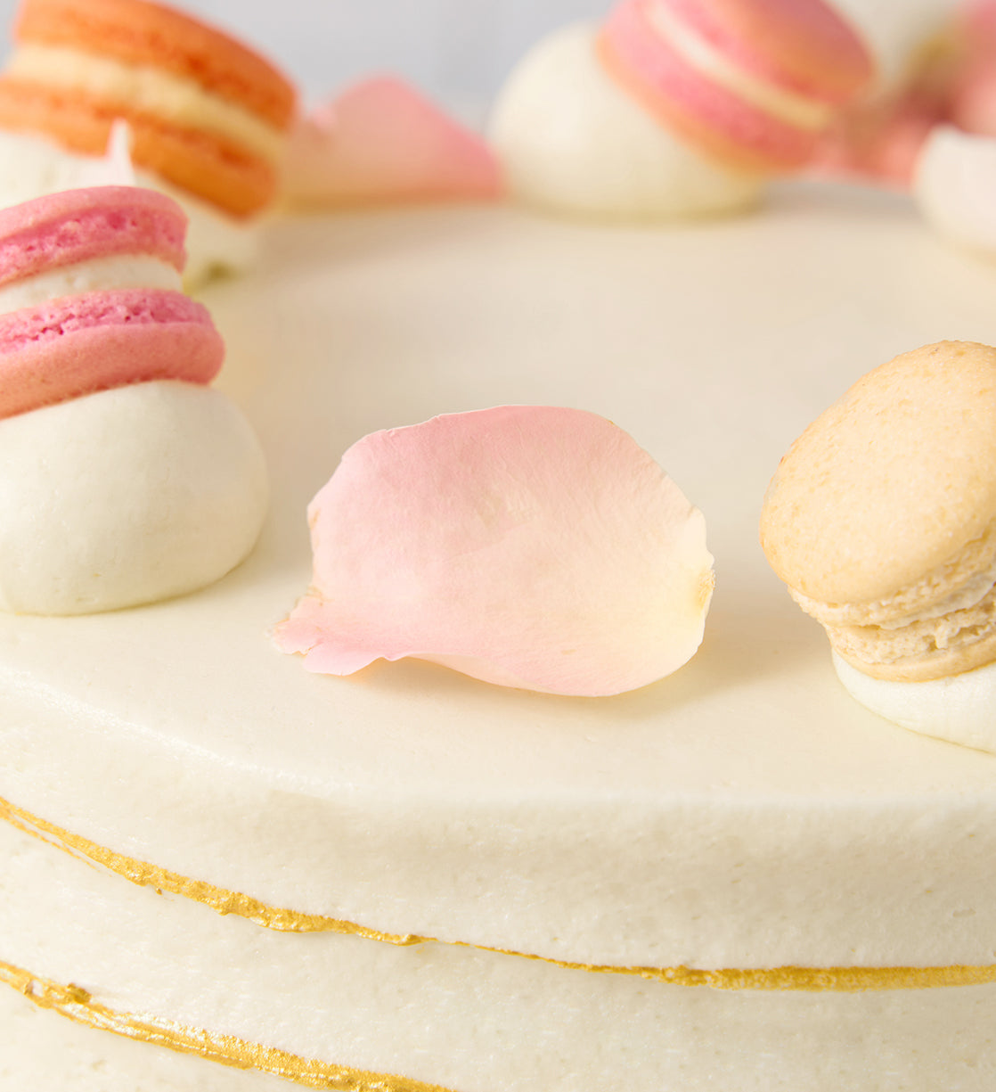 Ruffle Macaron Ivory Cake