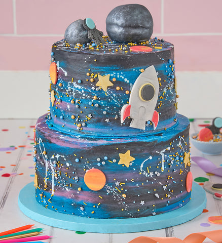 Galaxy Space Two Tier Cake