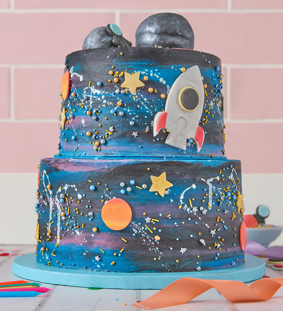 Galaxy Space Two Tier Cake