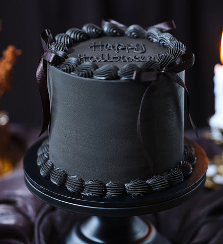 Halloween Black Ribbons and Ruffles Cake