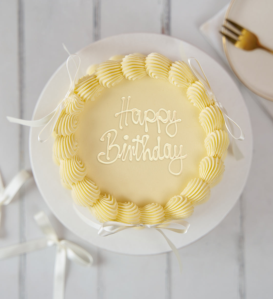 Gluten Free White Ribbons and Ruffles Cake