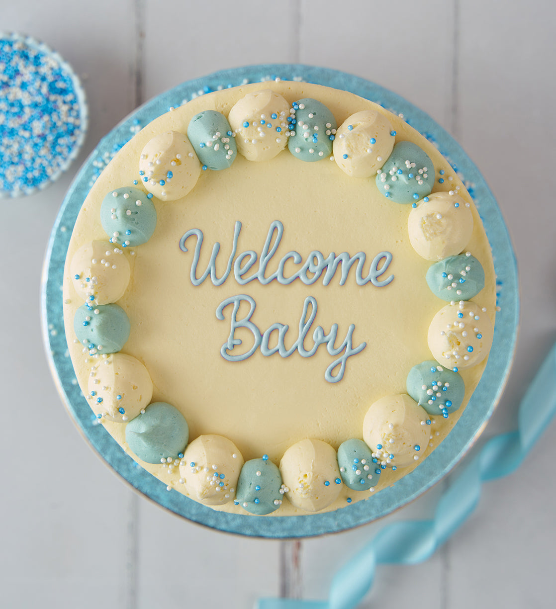Blue Newborn Baby Cake