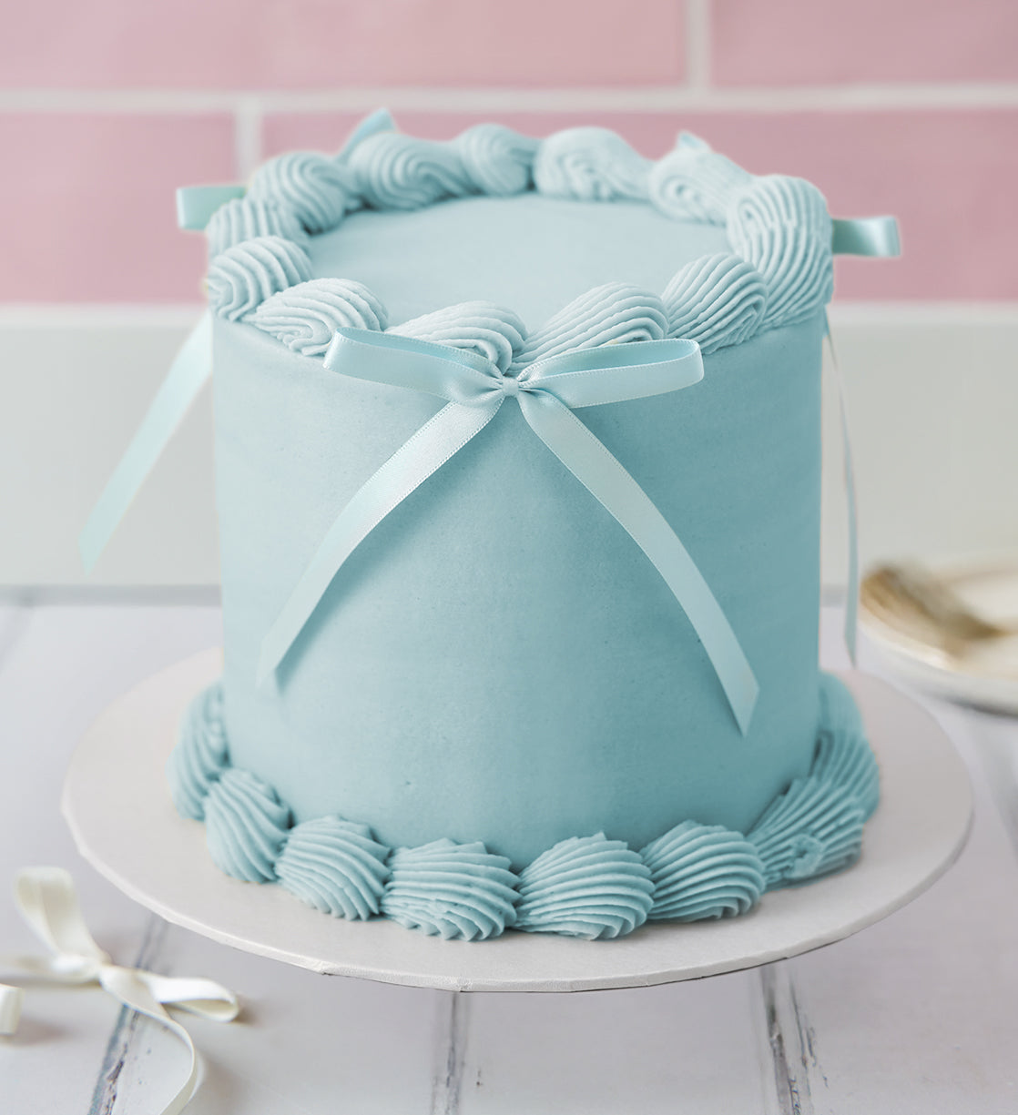 Blue Ribbons and Ruffles Cake