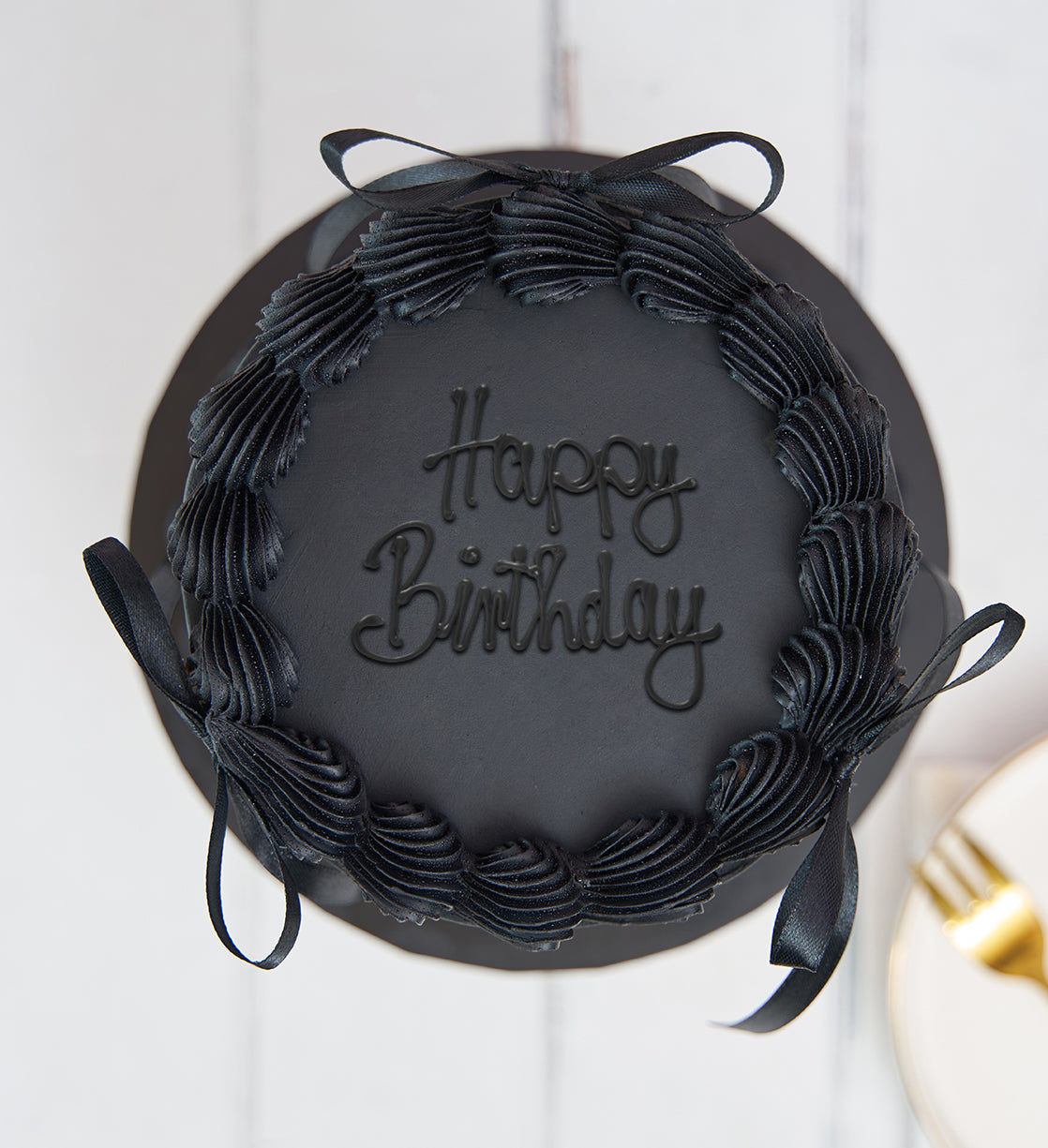 Black Ribbons and Ruffles Cake