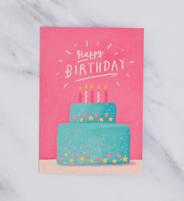 Blue Cake Birthday Card