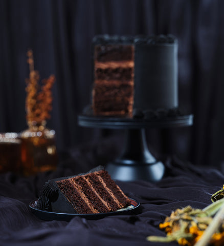 Halloween Black Ribbons and Ruffles Cake