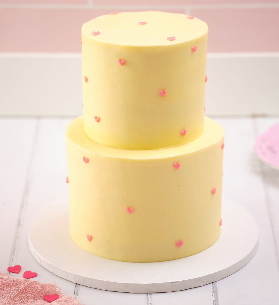 Hearts Mini Two Tier Doodle Cake