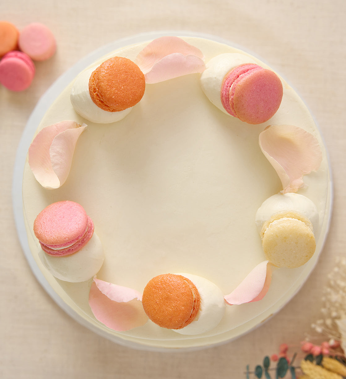 Ruffle Macaron Ivory Cake