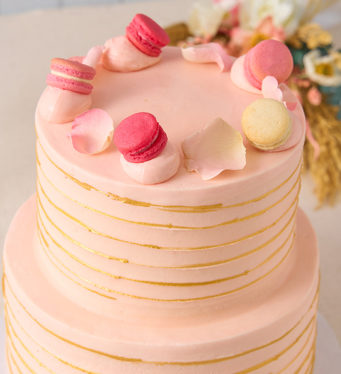 Ruffle Macaron Pink Cake