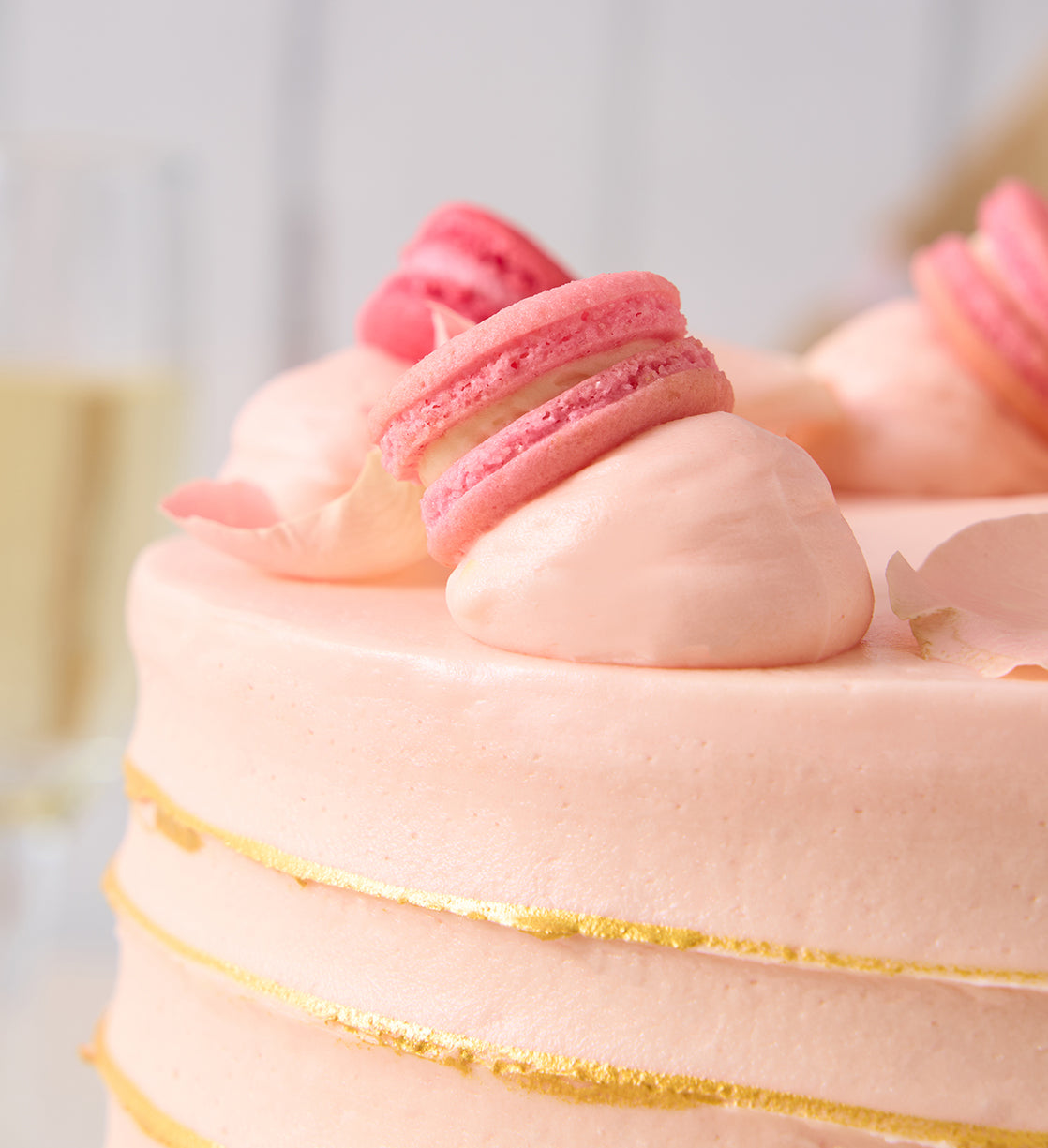 Ruffle Macaron Pink Wedding Cake