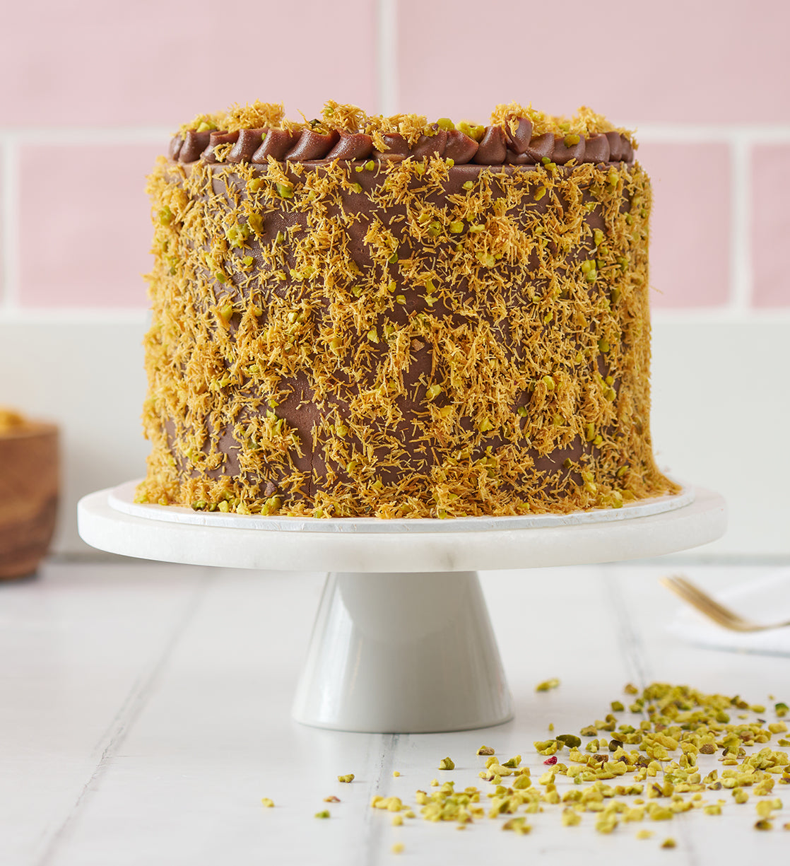 Chocolate Pistachio Kunafa Nationwide Cake