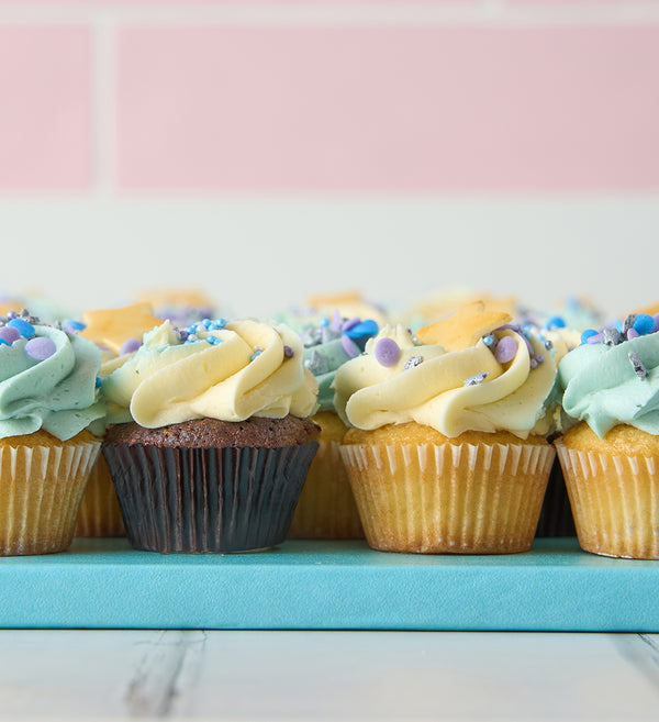 Blue Cupcake Number Cake