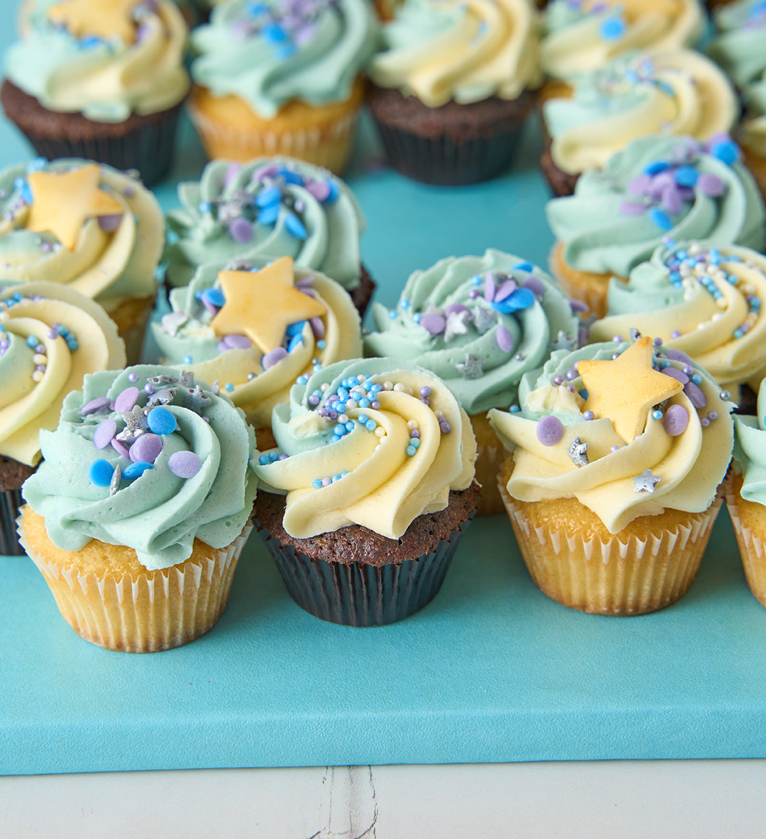 Blue Cupcake Number Cake