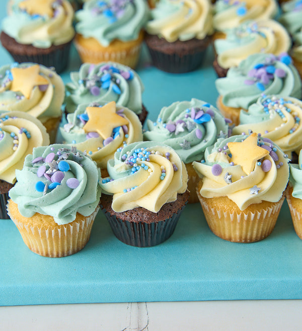 Blue Cupcake Number Cake