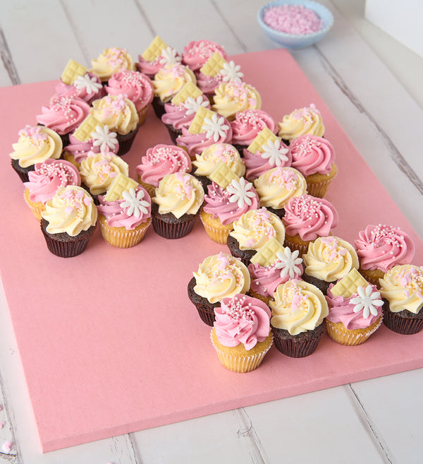 Pink Cupcake Number Cake