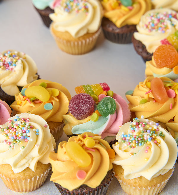 Rainbow Cupcake Number Cake