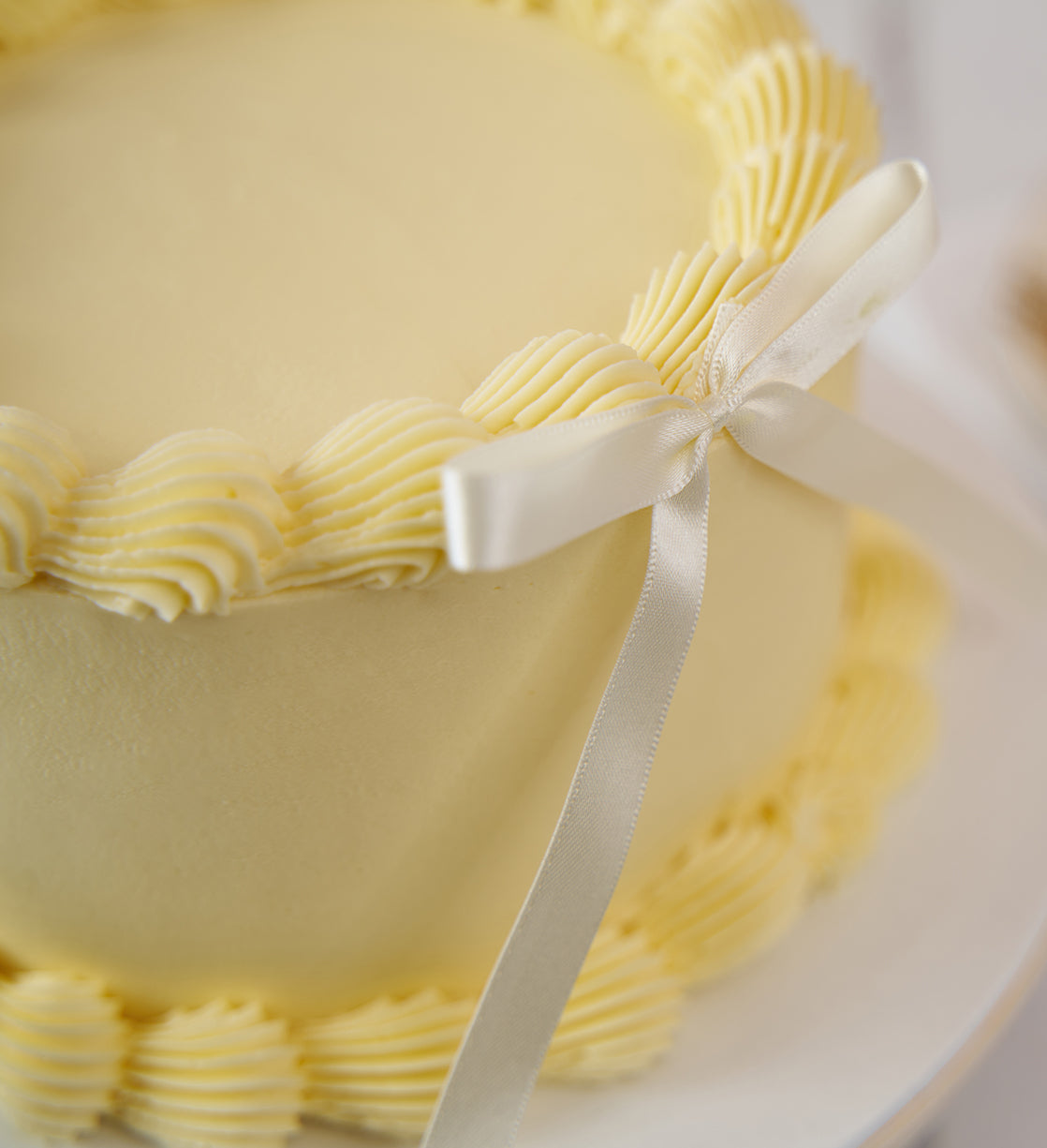 Gluten Free White Ribbons and Ruffles Cake