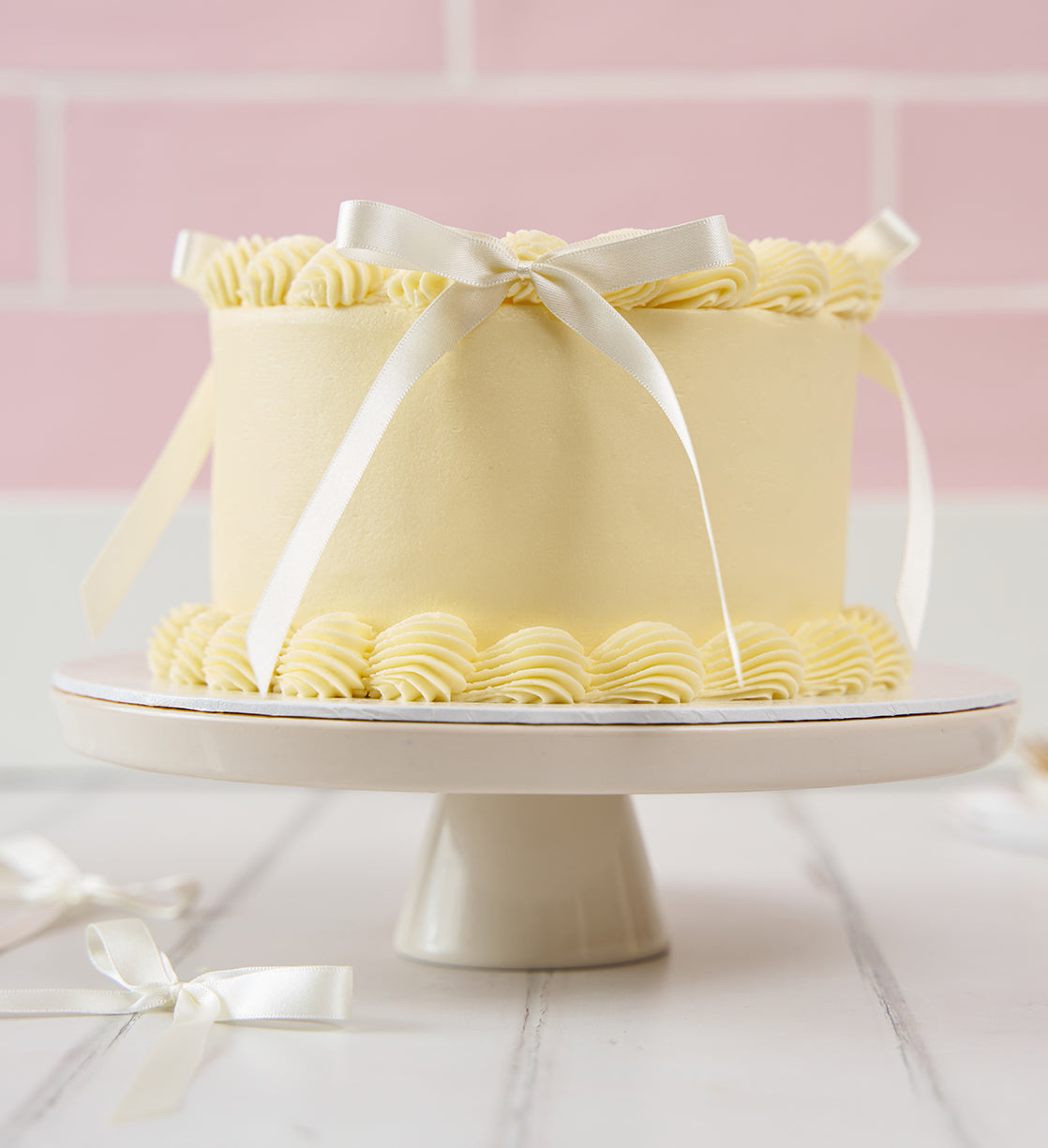 Gluten Free White Ribbons and Ruffles Cake
