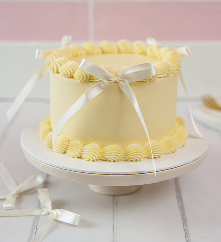 Gluten Free White Ribbons and Ruffles Cake