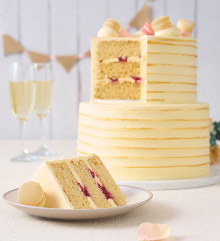 Ruffle Macaron Ivory Cake