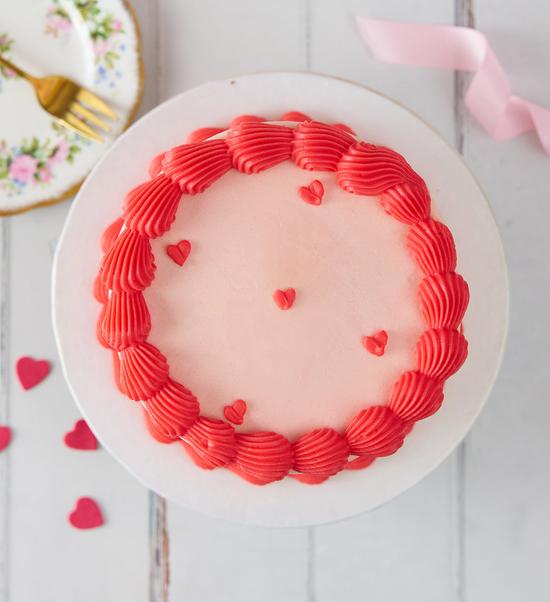 Vintage Heart Doodle Cake