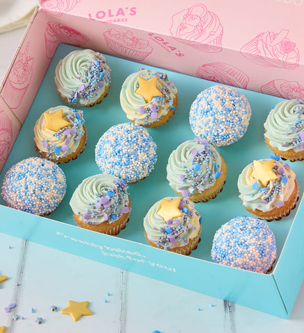 Blue Mini Cupcake Box