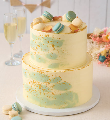 Pastel Macaron Sage Wedding Cake