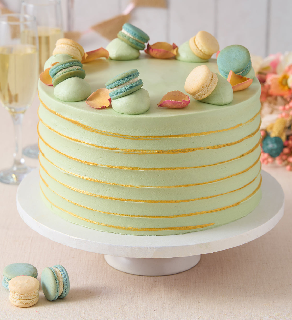 Ruffle Macaron Sage Cake