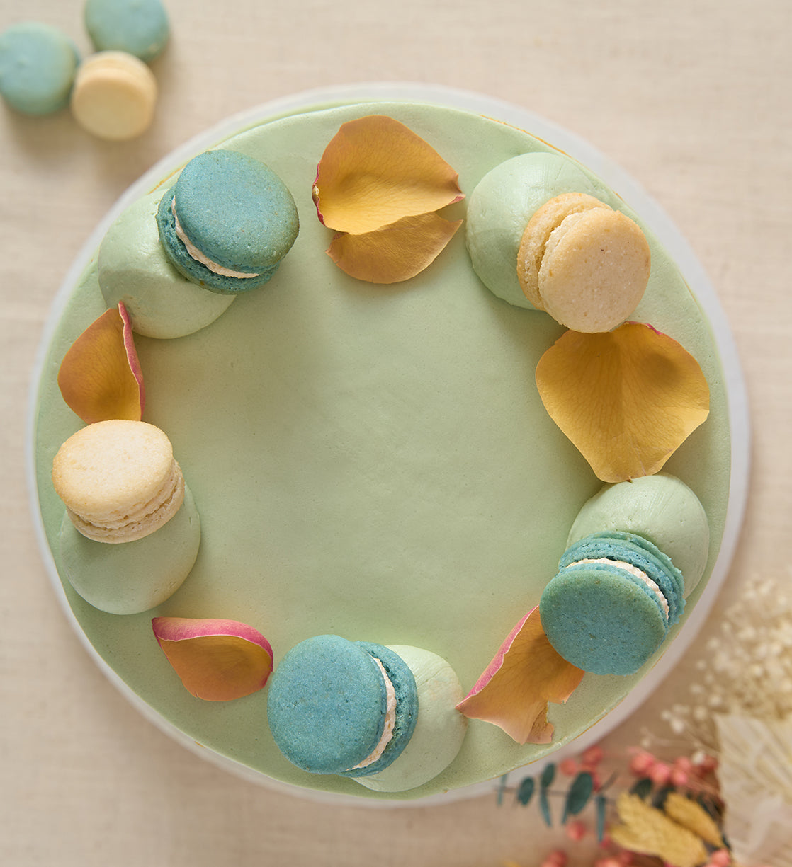 Ruffle Macaron Sage Cake