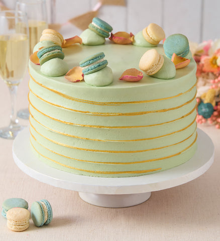 Ruffle Macaron Sage Wedding Cake