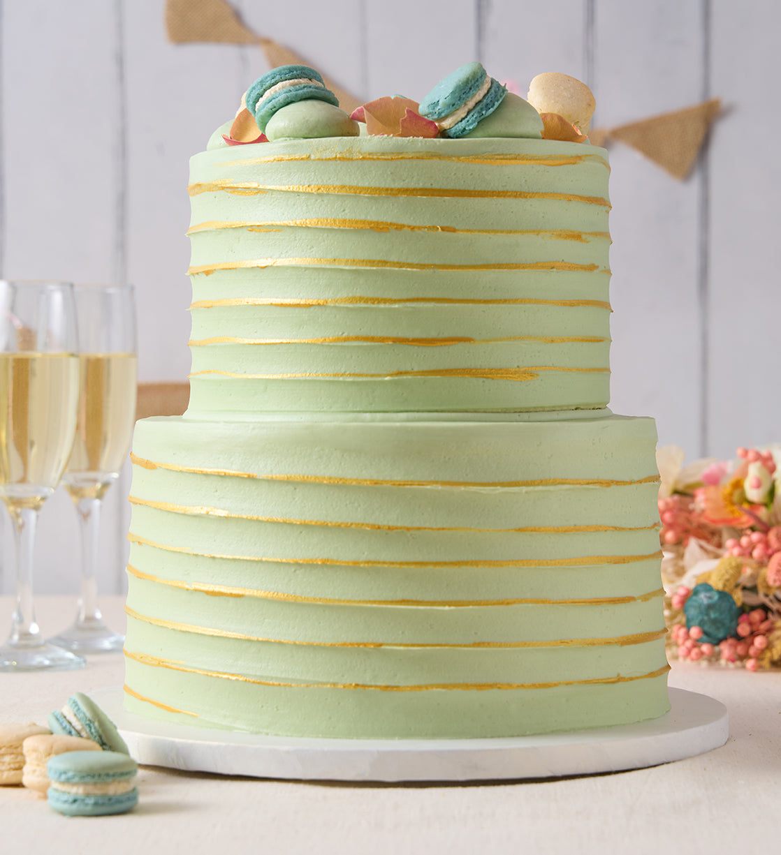 Ruffle Macaron Sage Cake
