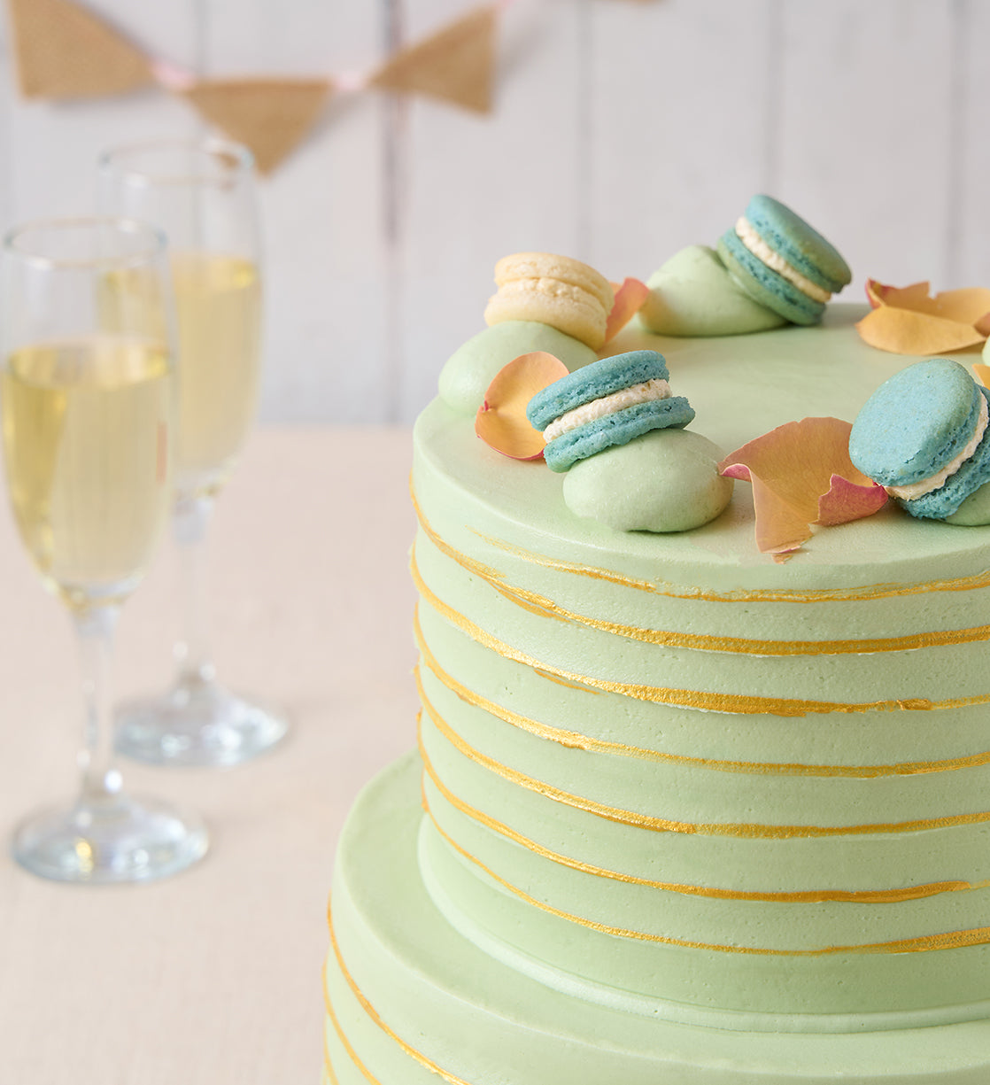 Ruffle Macaron Sage Cake