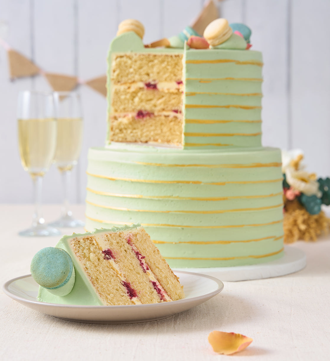 Ruffle Macaron Sage Cake