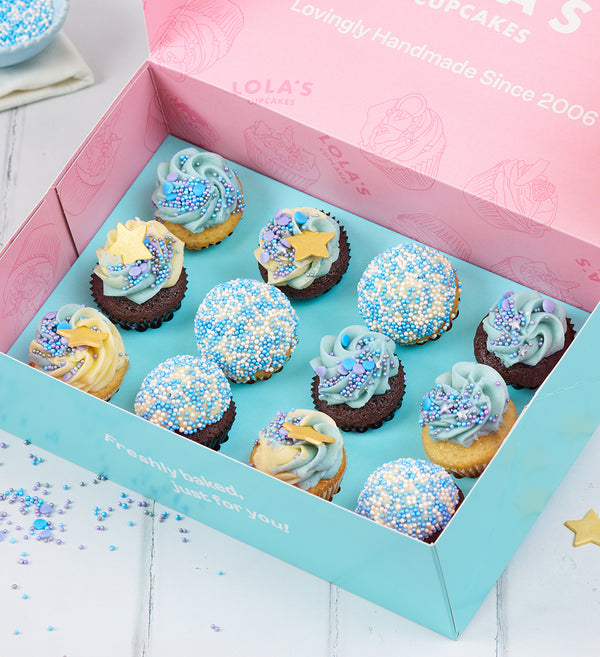 Blue Mini Cupcake Box
