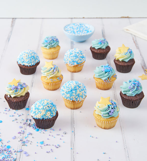 Blue Mini Cupcake Box