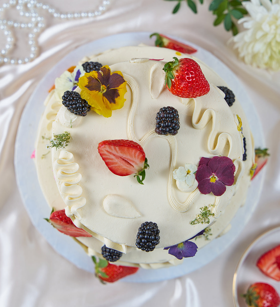 Fruity and Floral Two Tier Cake