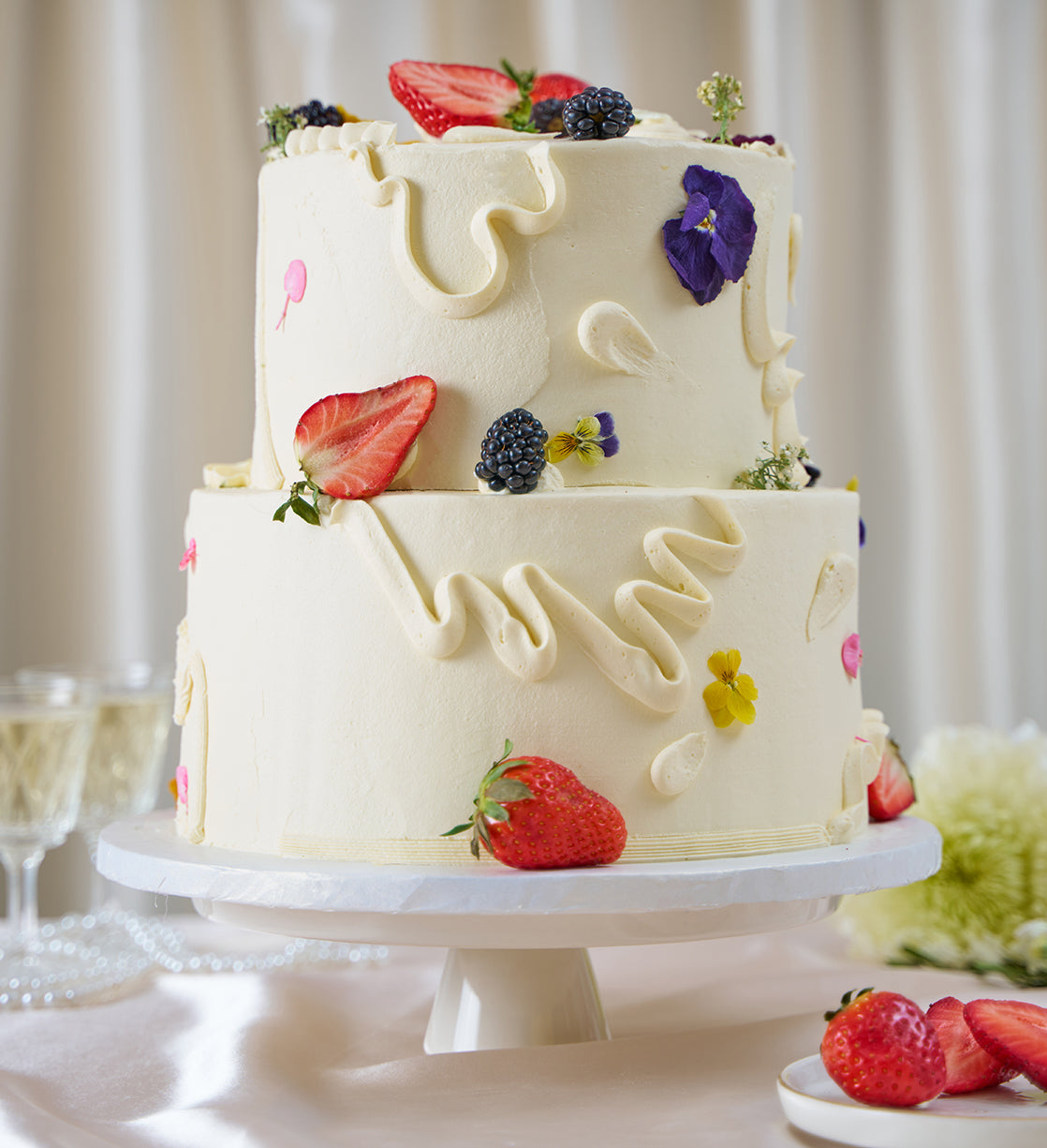 Fruity and Floral Two Tier Cake